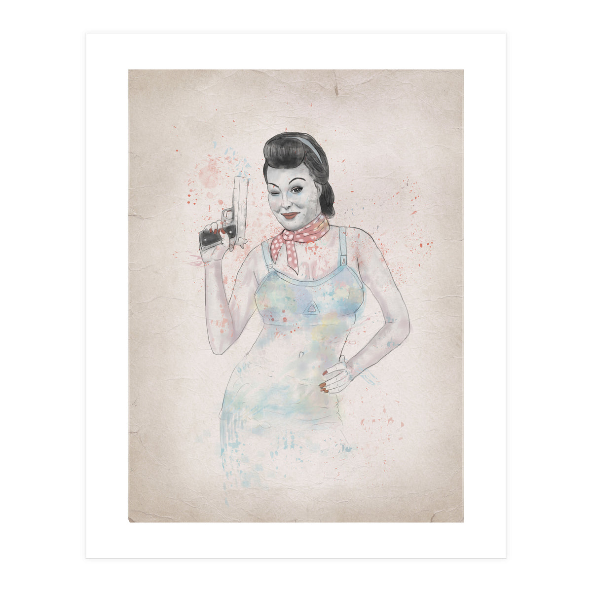 Posing With Gun (Print Only)