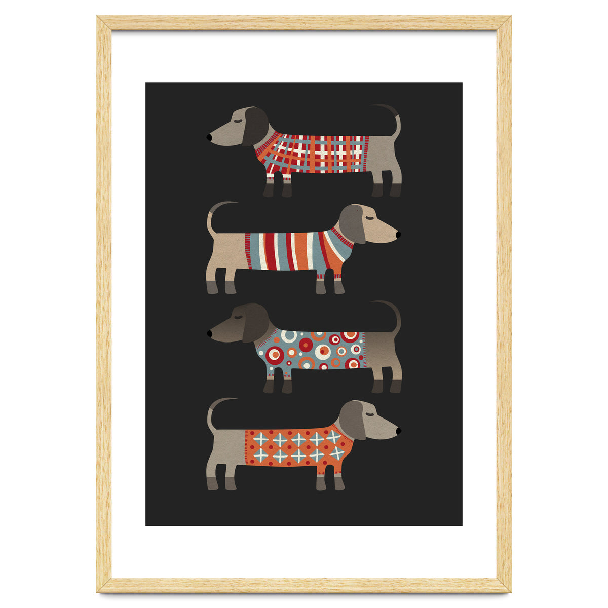 Sausage Dogs In Sweaters Dark