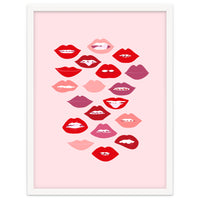 Lips Red with Pink Background