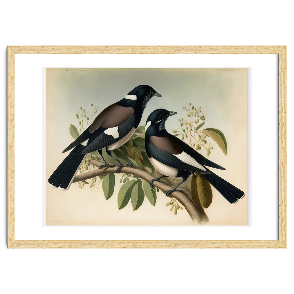 Magpies Vintage Painting