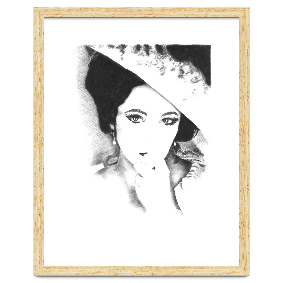 'Liz' - Elizabeth Taylor Charcoal Portrait