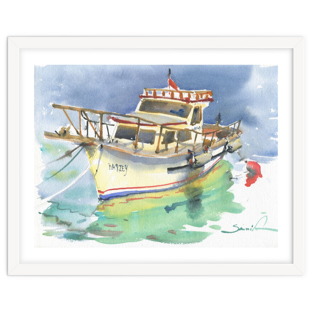 Yacht painting watercolor