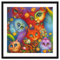 Colorful Crazy Kitty Cat Kitten Collage