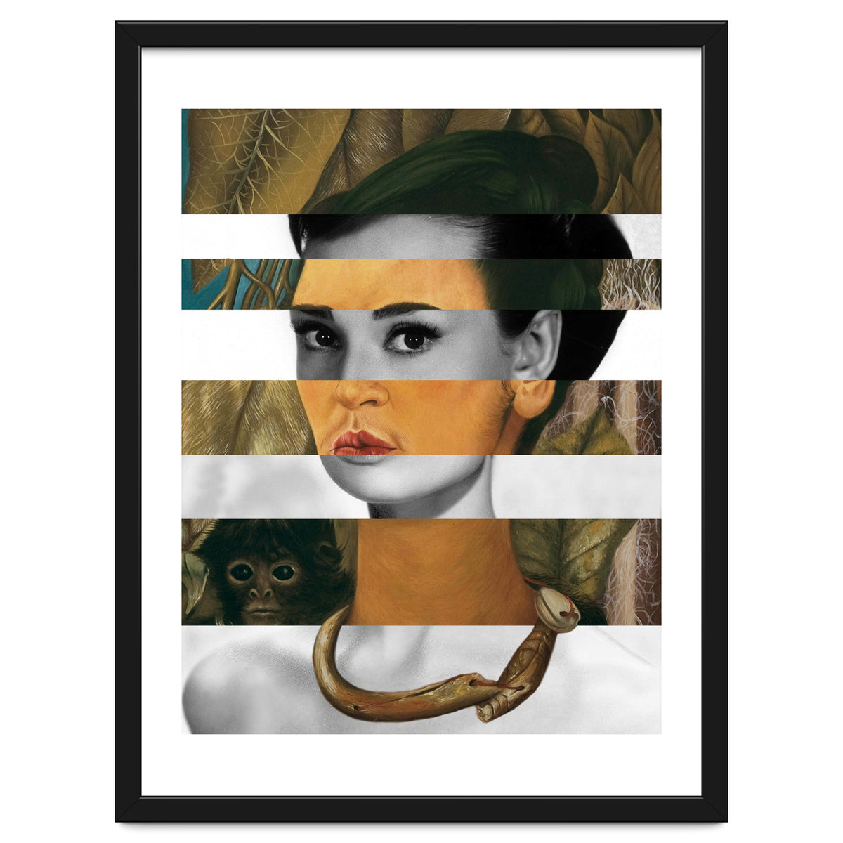 Frida Kahlo's Self Portrait with Monkey & Audrey Hepburn