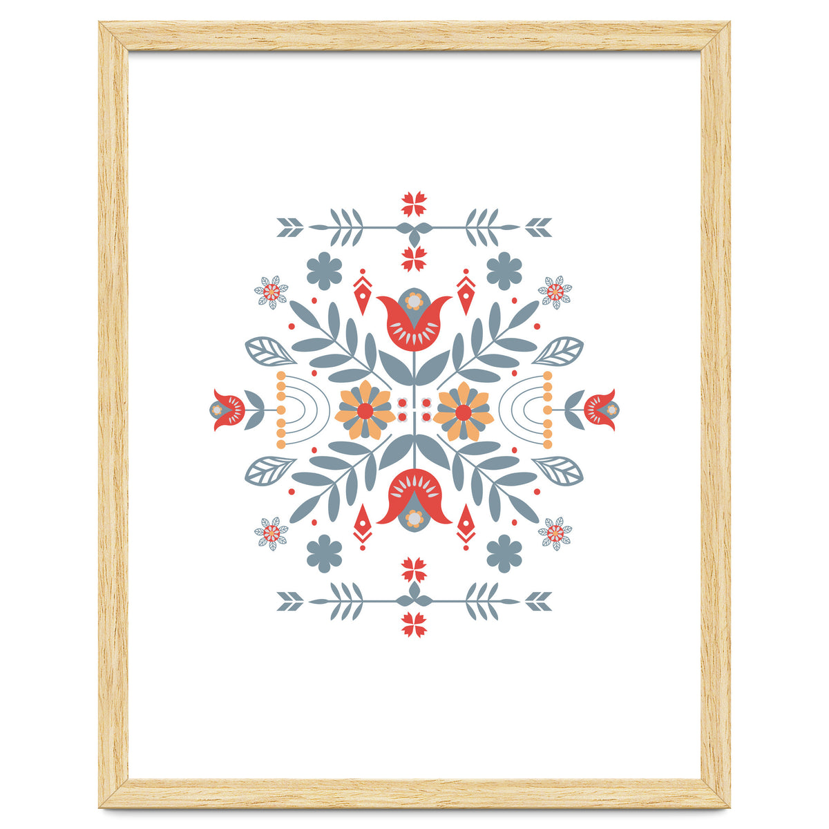 Scandinavian Folk Retro Flower Pattern