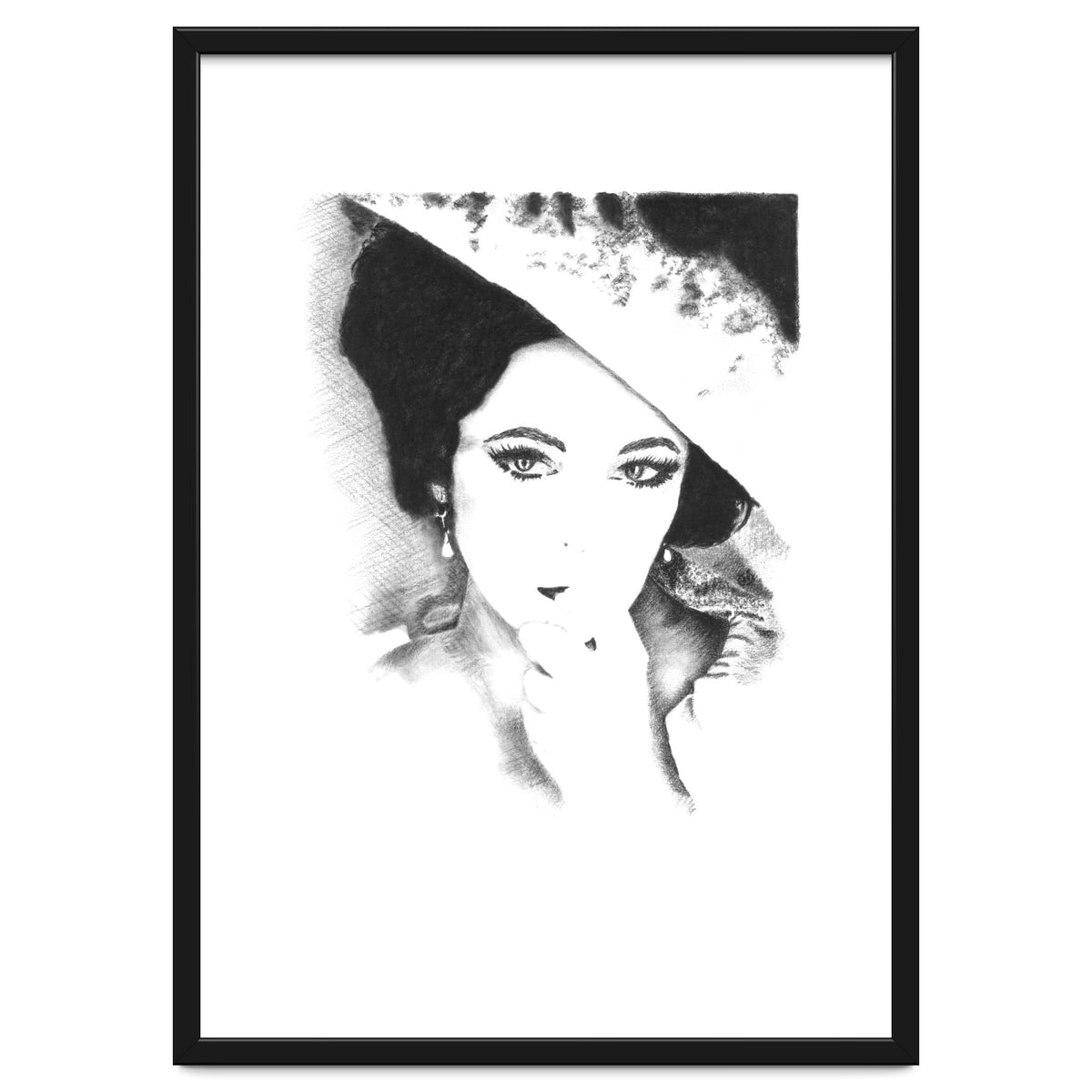 'Liz' - Elizabeth Taylor Charcoal Portrait