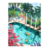 Luxury Tiger Villa illustration, Architecture Travel Nature Painting, Hotel Landscape Garden (Print Only) thumbnail