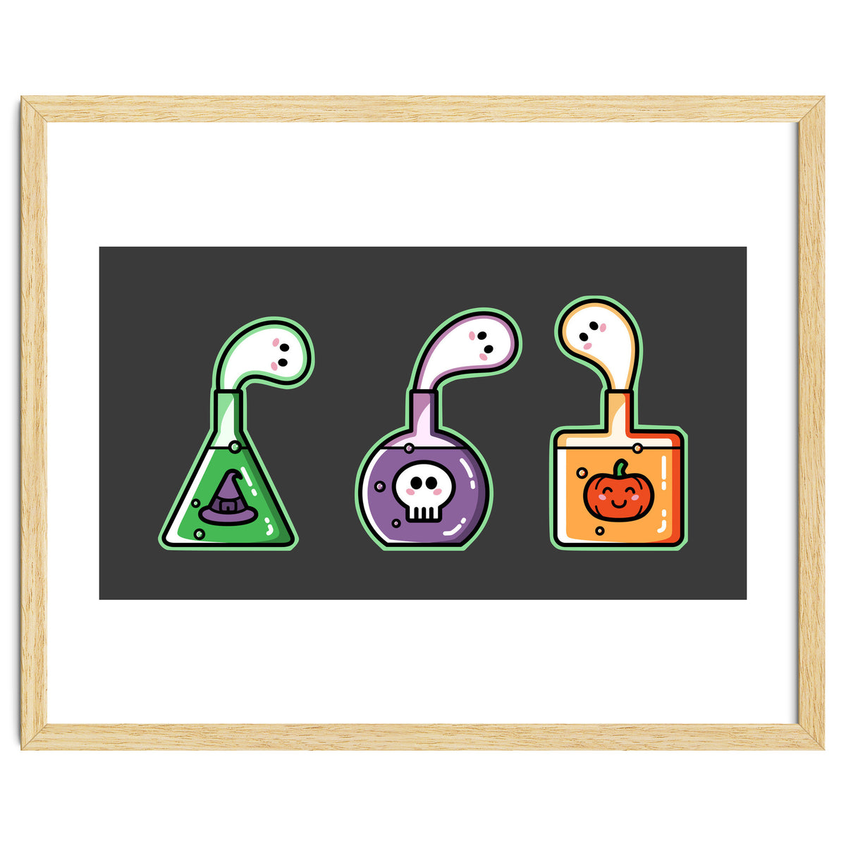 Kawaii Cute Halloween Potions - witches hat, skull, pumpkin, ghosts