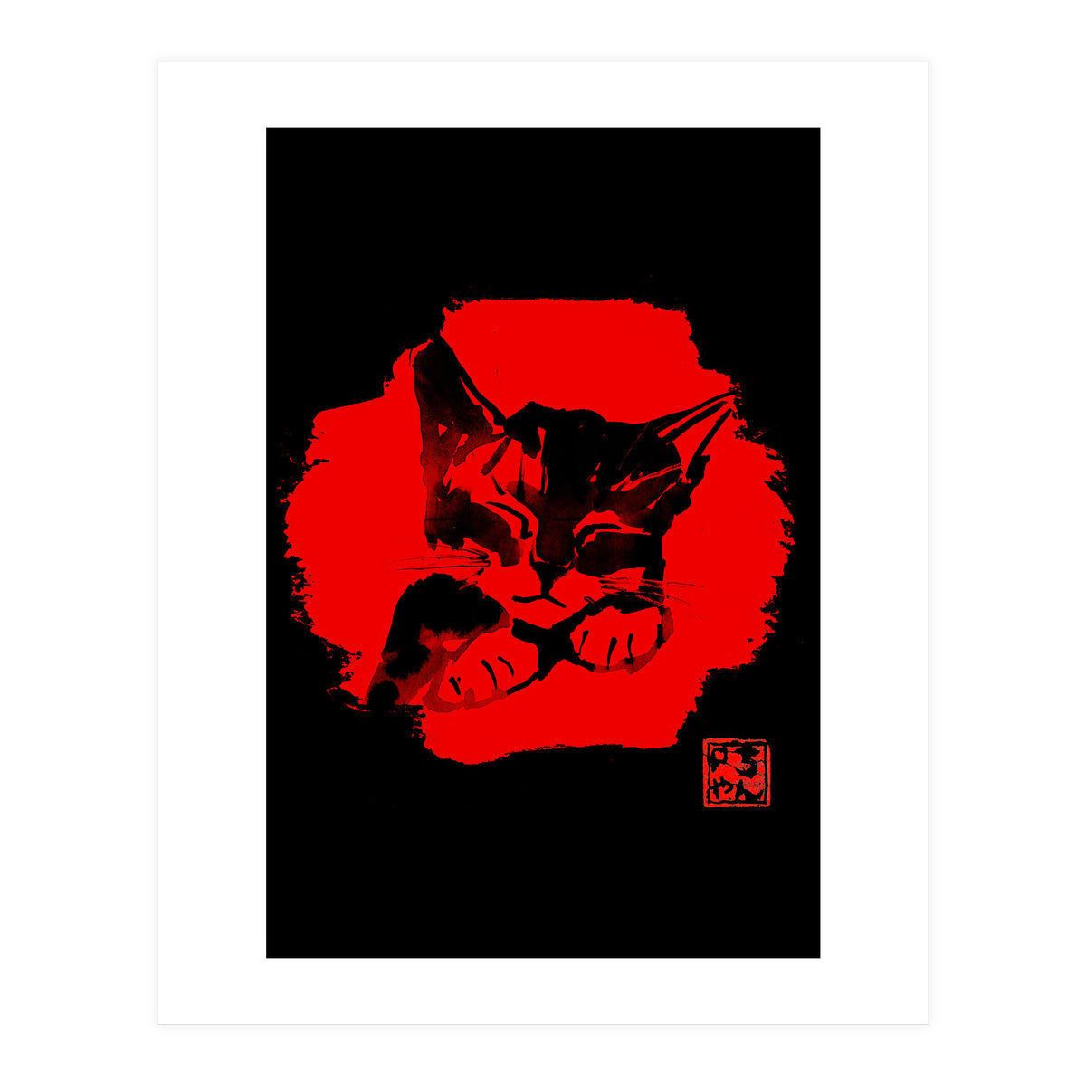 cute cat in red (Print Only)
