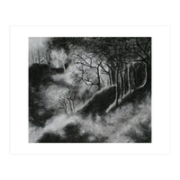Black and White Forest in Clouds (Print Only)