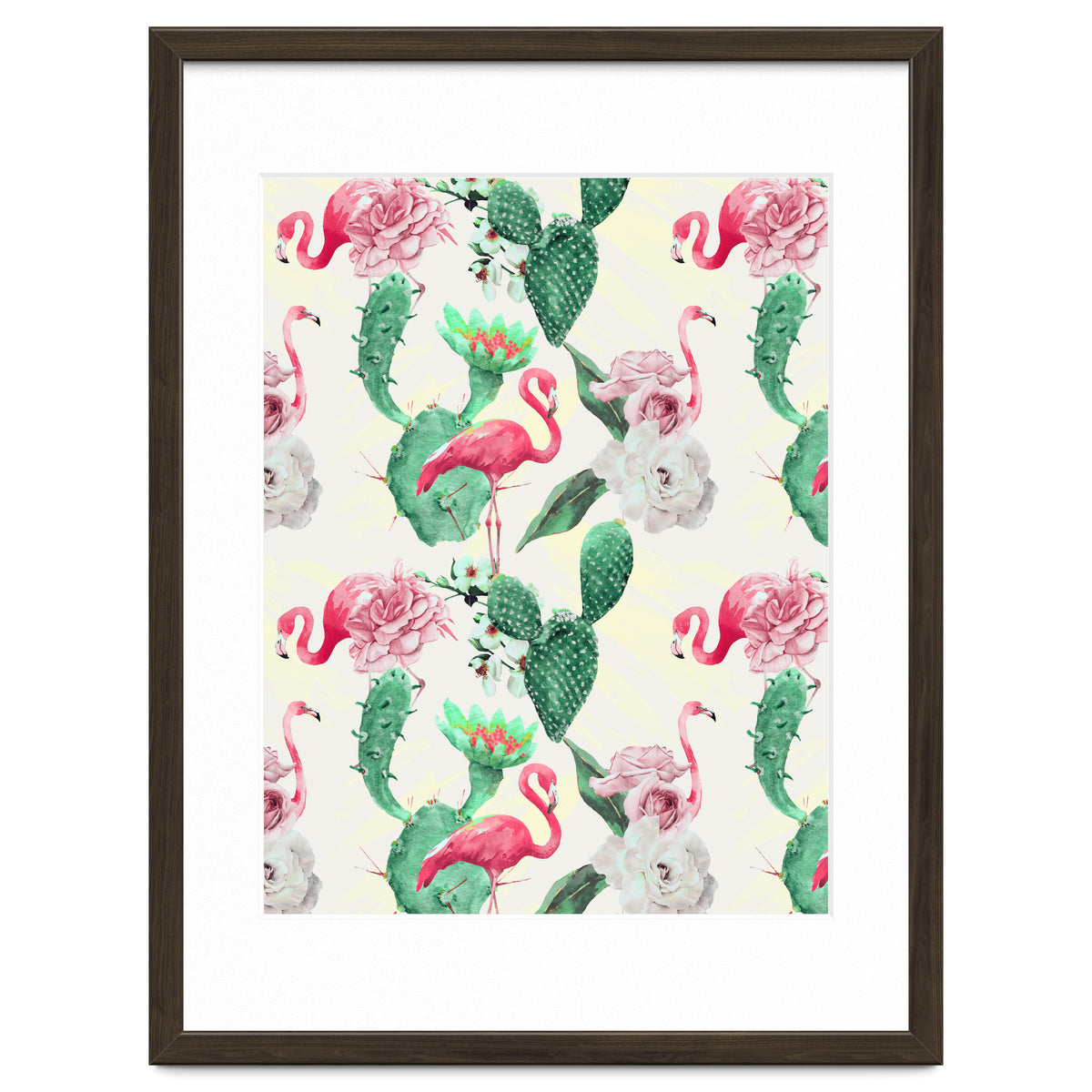 Flamingos, geometric and flowers