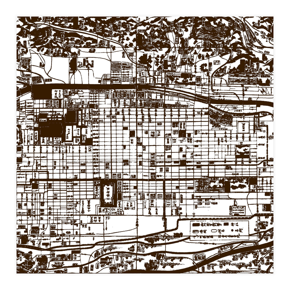 Antique Oriental Town Map  (Print Only)
