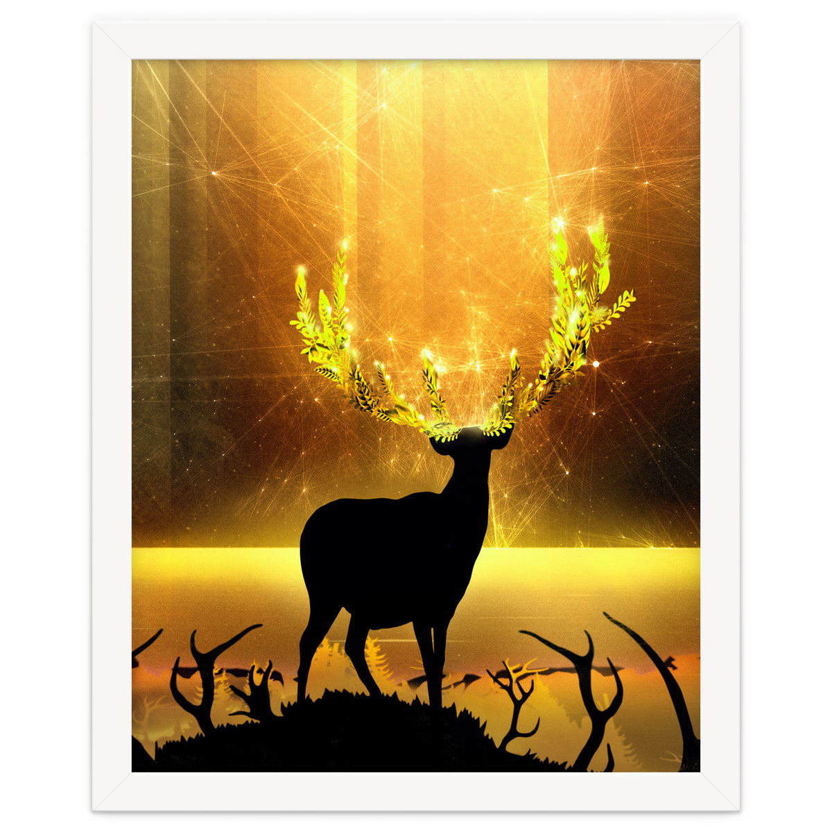 Greenery Deer Golden Sun