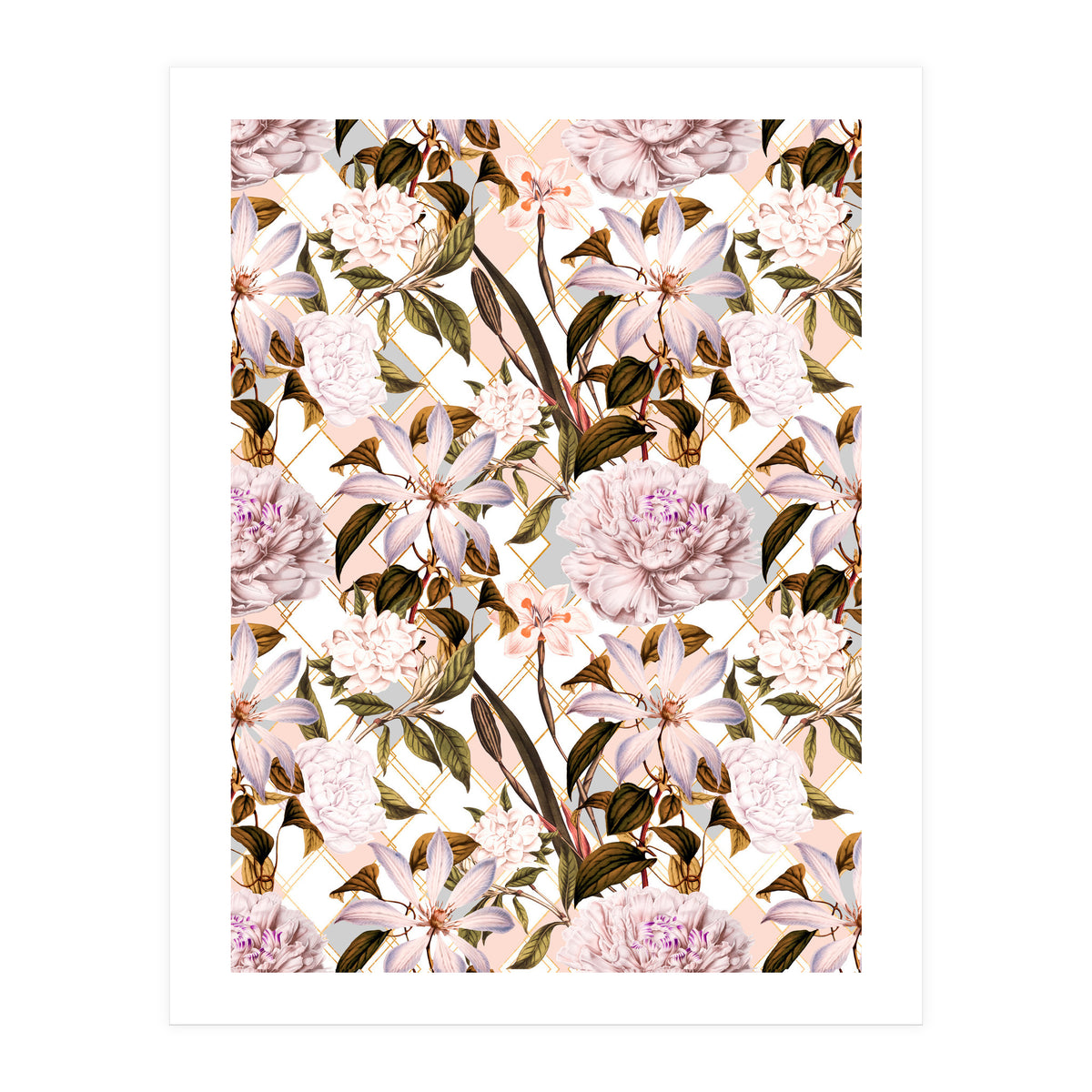Pink flowering in geometric (Print Only)