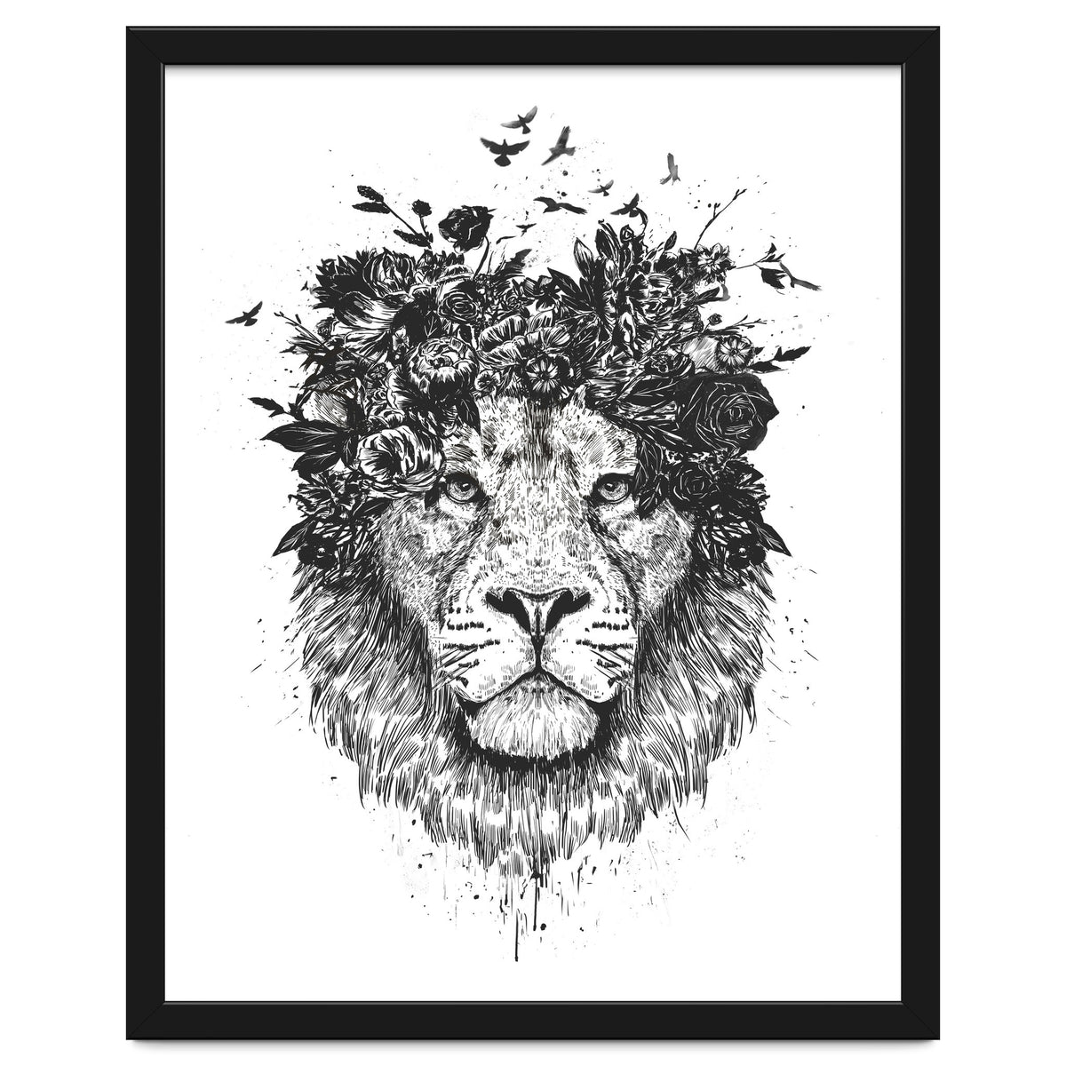 Floral Lion Bw