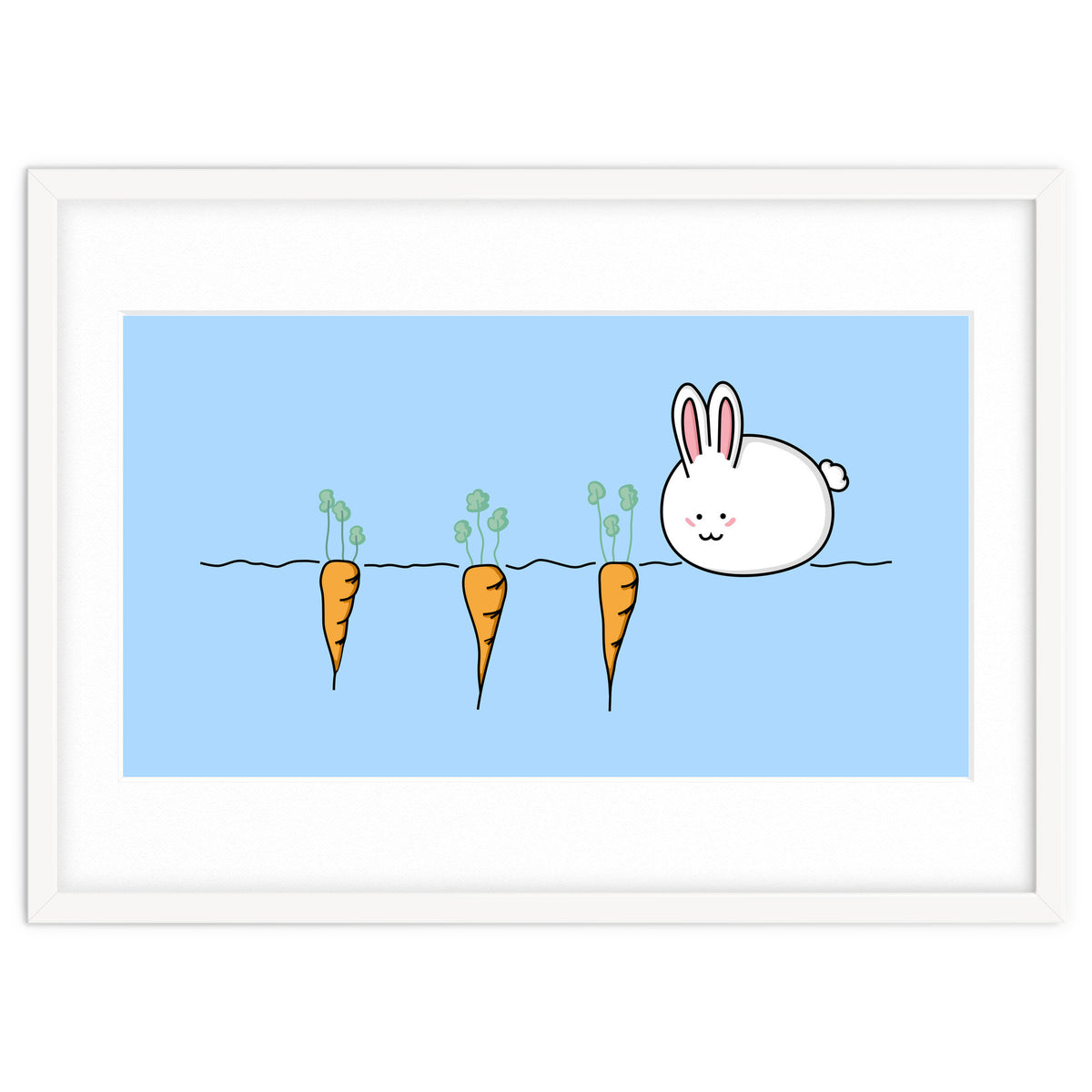 Kawaii Cute Rabbit With Carrots