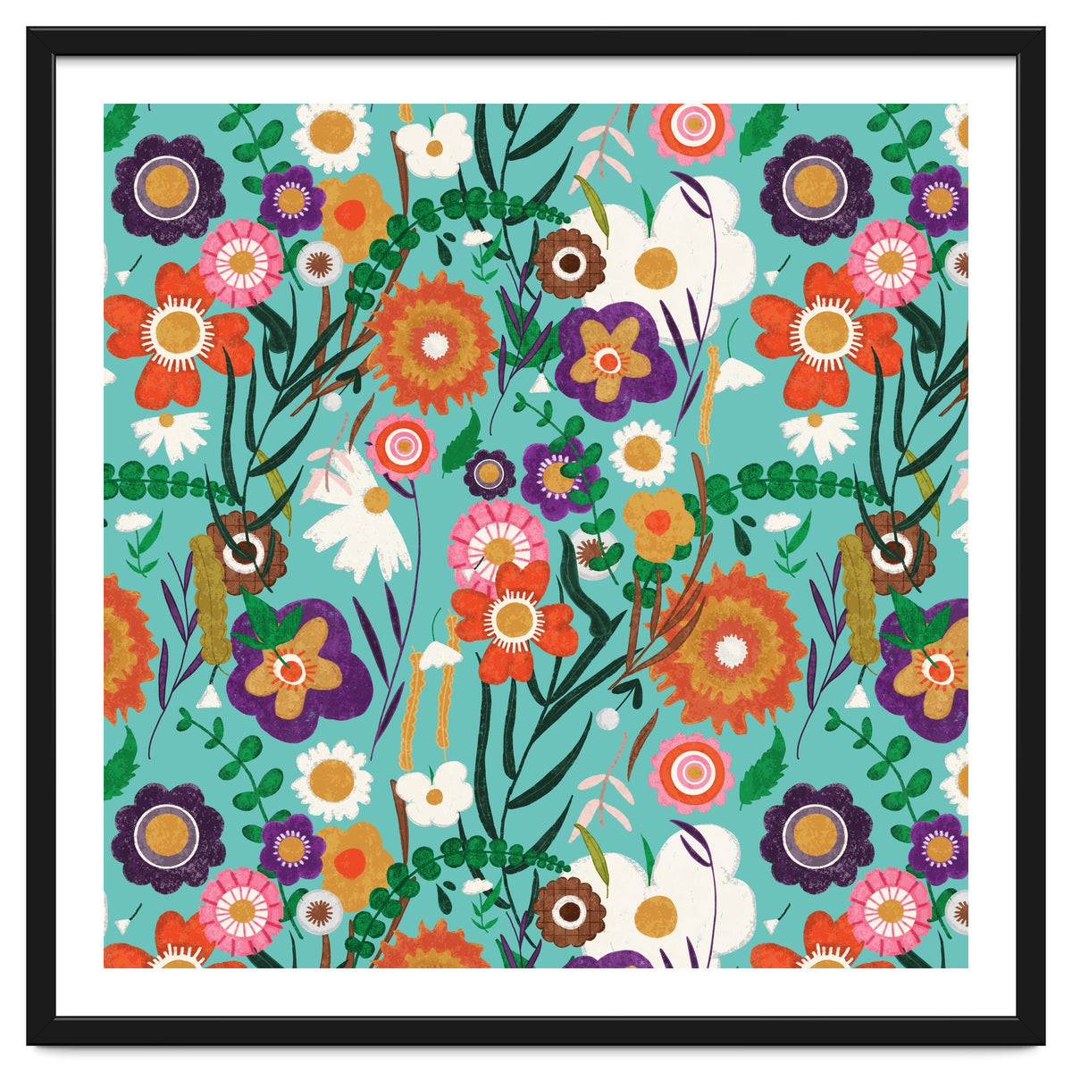 Folk Spring Floral Blue