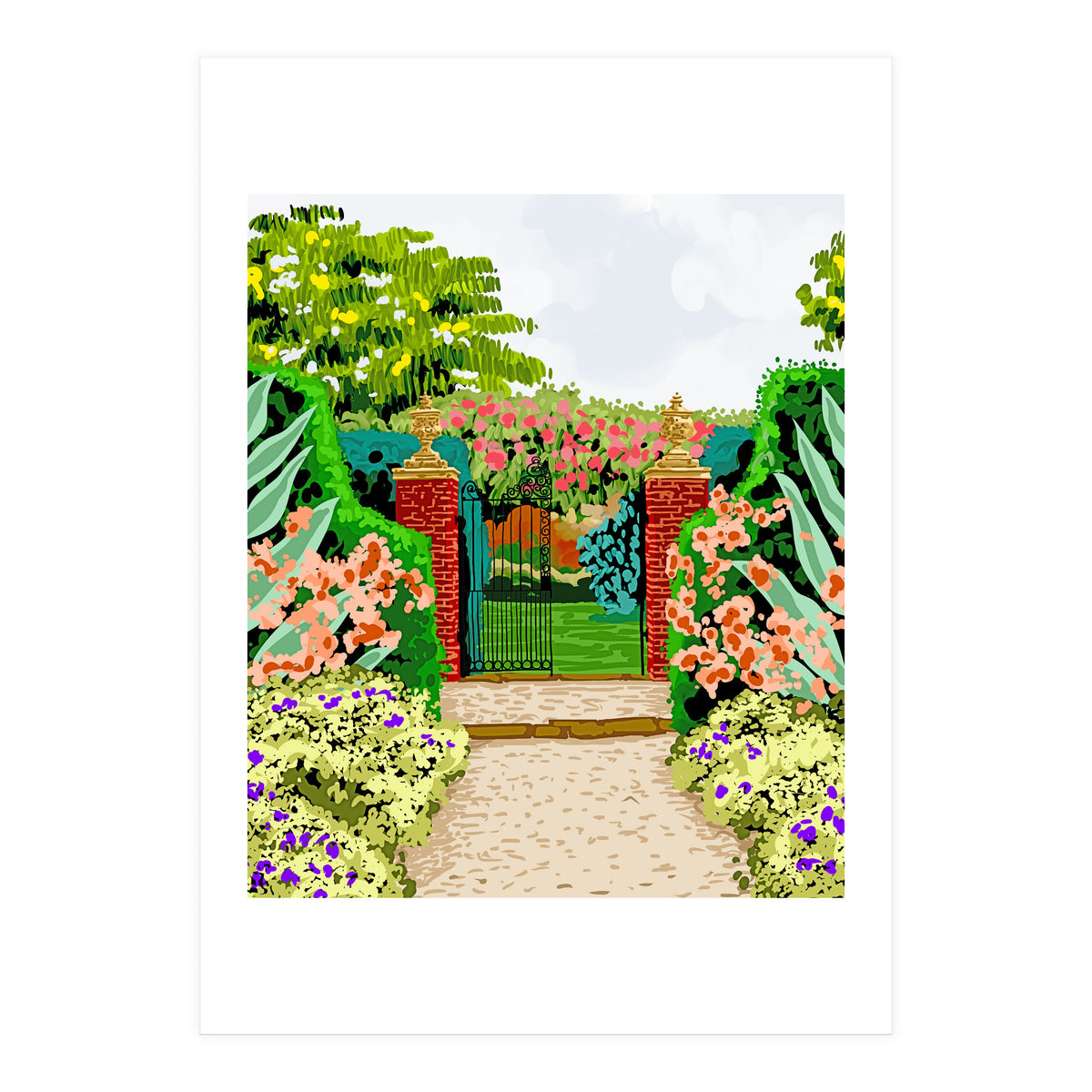 Gated Garden, Nature Landscape Painting (Print Only)