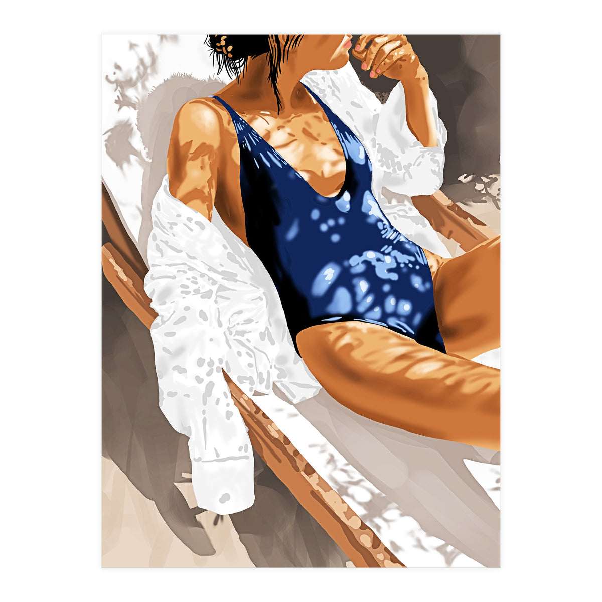 Girls Just Wanna Have Sun Painting, Woman Fashion Swim Beach Vacation Travel Summer Illustration (Print Only)