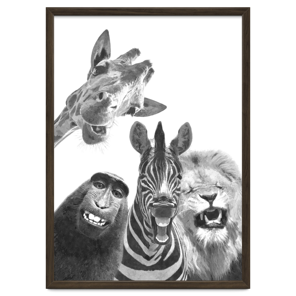 Black and White Jungle Animal Friends