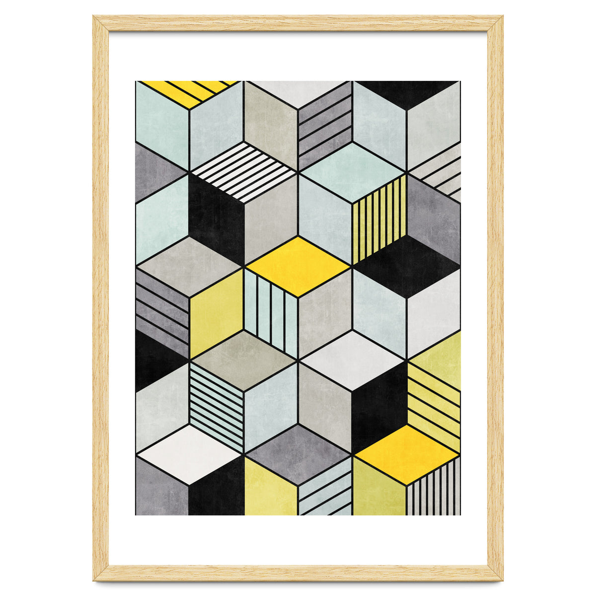 Colorful Concrete Cubes 2 - Yellow, Blue, Grey