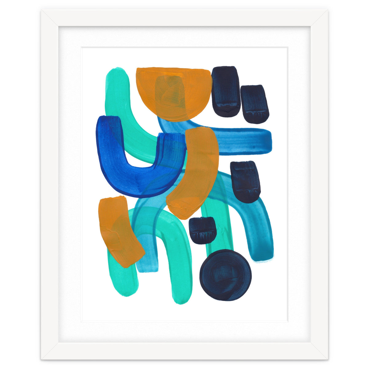 Fun Colorful Blue Turquoise Shape Yellow Accent