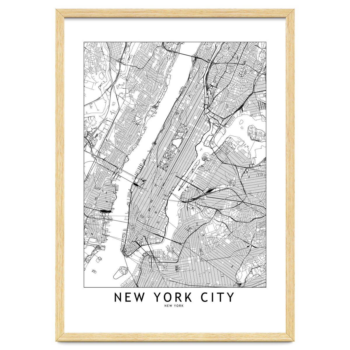New York City White Map