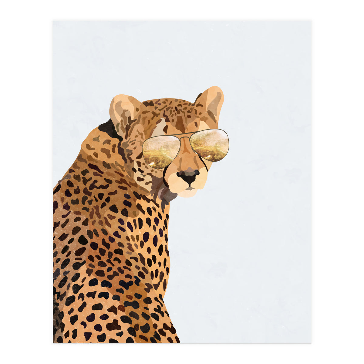 Cool Cat Cheetah Portrait with Gold Sunglasses (Print Only)