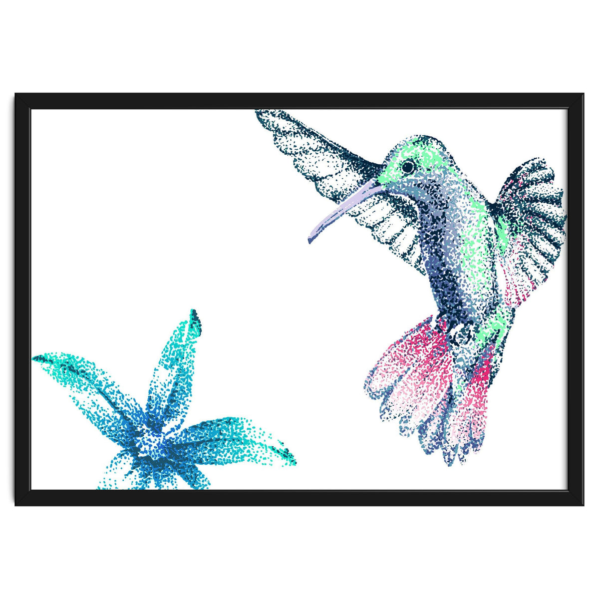 Green Hummingbird And Tropical Flower
