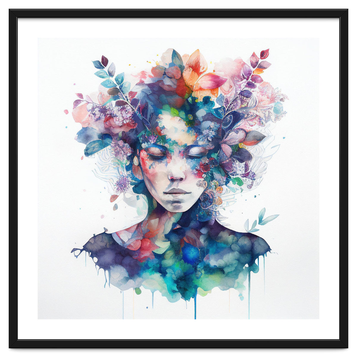 Watercolor Tropical Woman #16