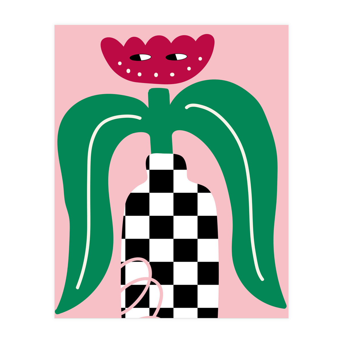 Flower in Checker Vase (Print Only)