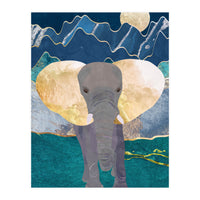 Elephant by the moonlit mountains (Print Only)