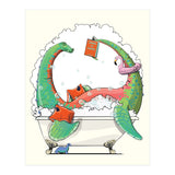 Dinosaur Plesiosaurus in the Bath, funny bathroom humour (Print Only) thumbnail