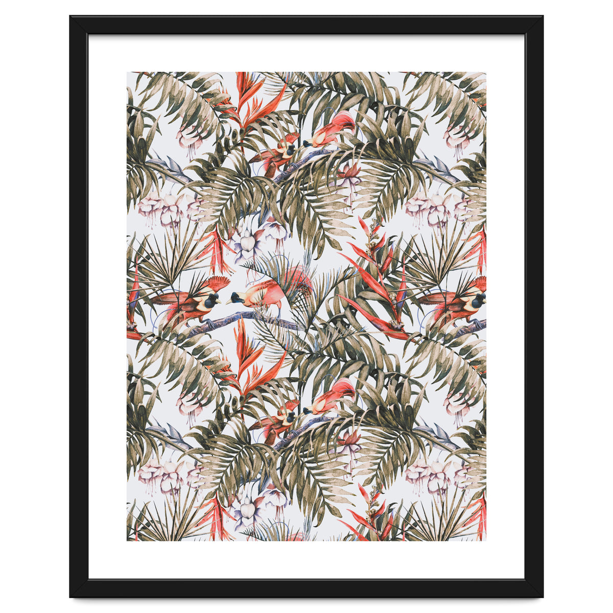 Exotic birds in the jungle paradise