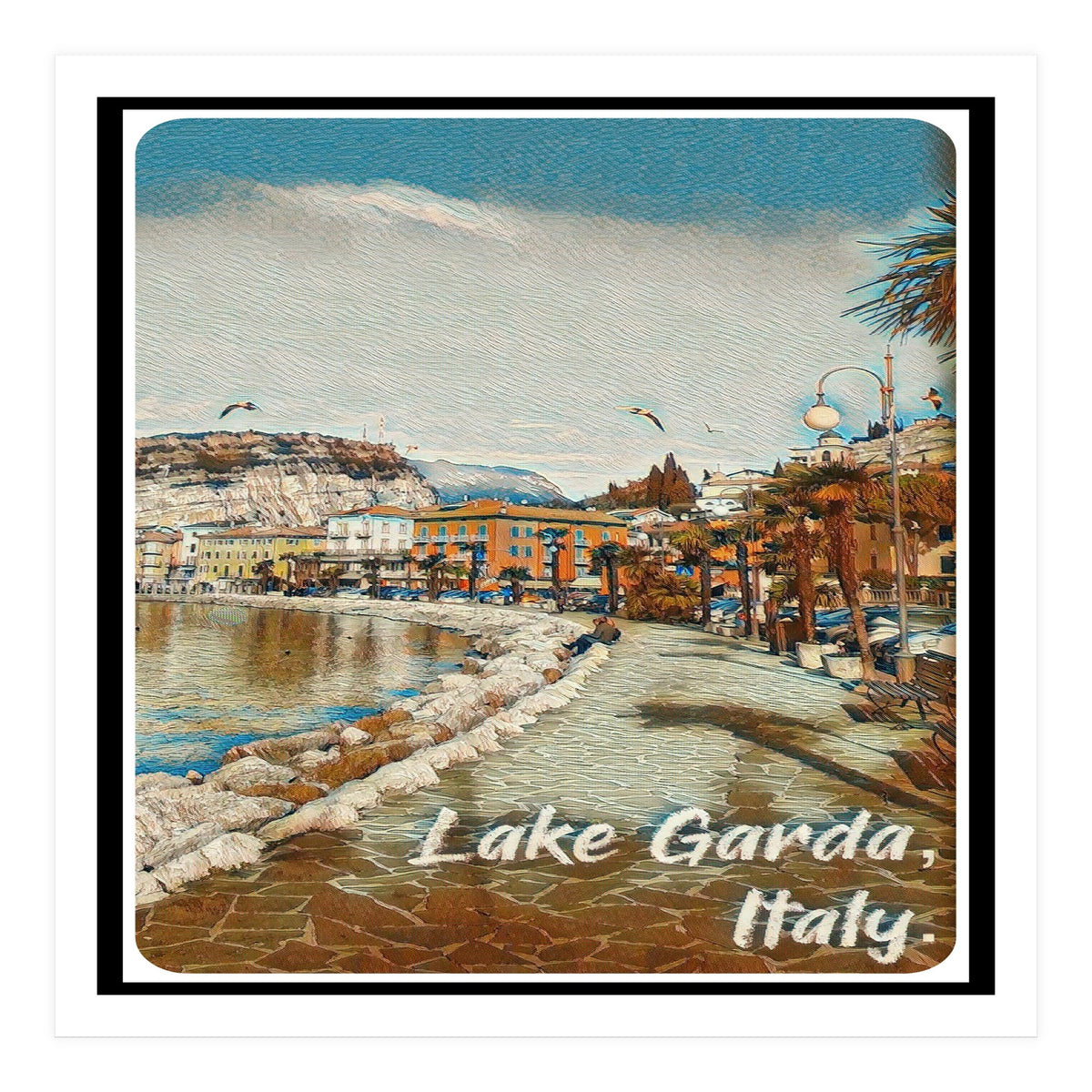 Birds And People On Lake Garda (Print Only)