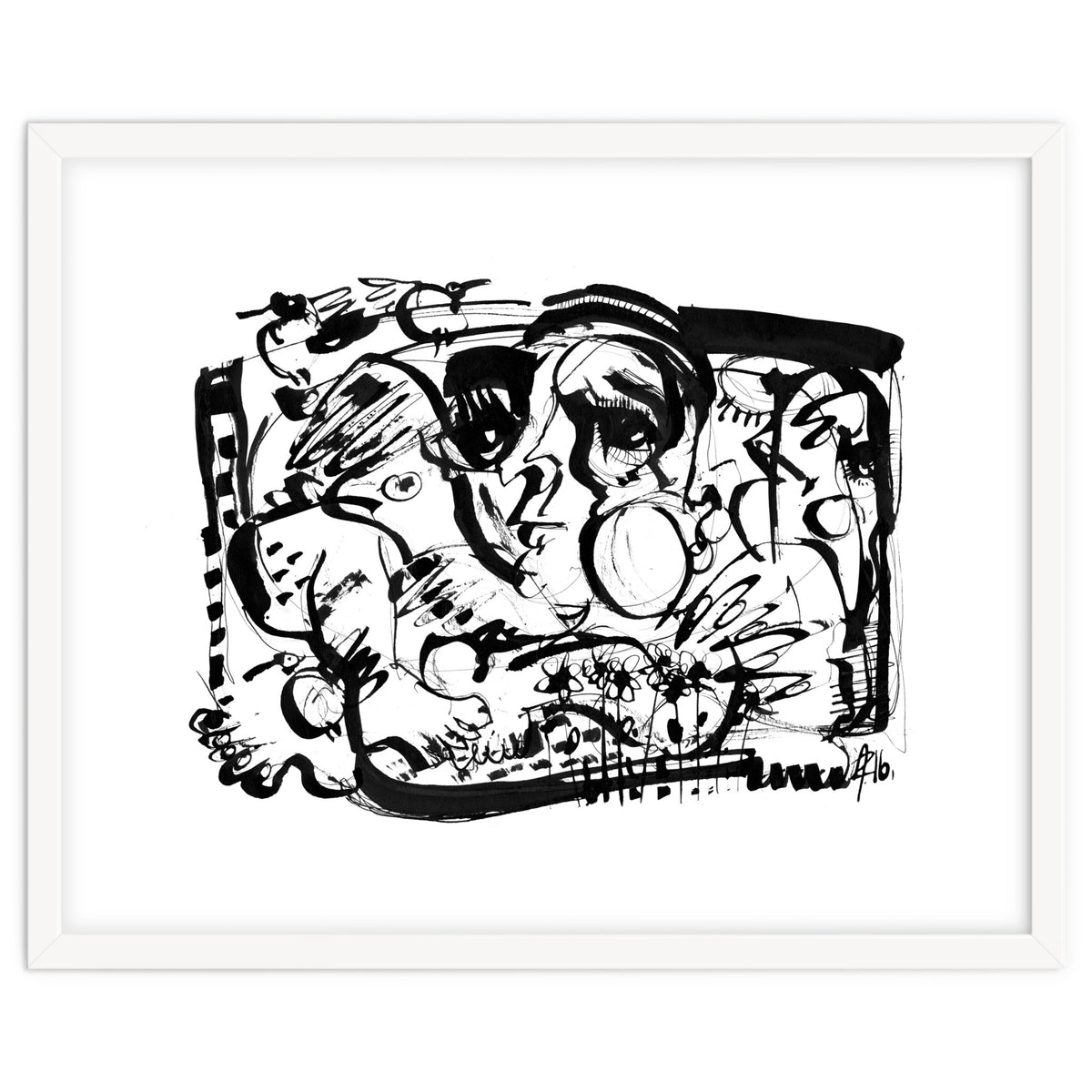 Birds and Flowers - b&w