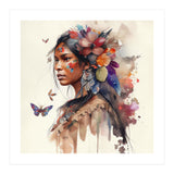 Watercolor Floral Indian Native Woman #9 (Print Only) thumbnail
