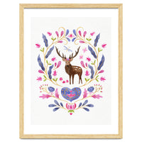 Floral Stag | Pink And Blue