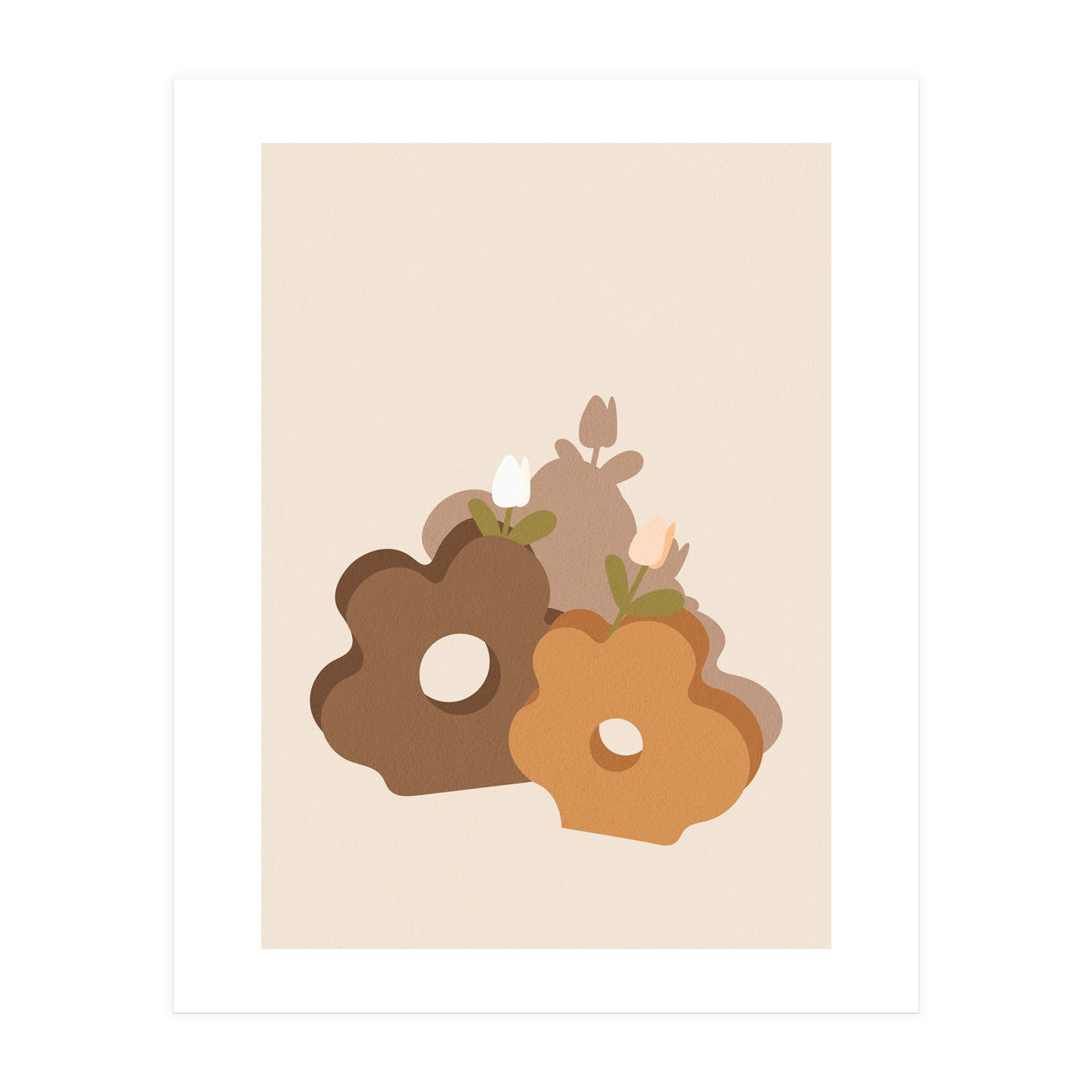 Tulip Flower Boho Neutral Beige (Print Only)