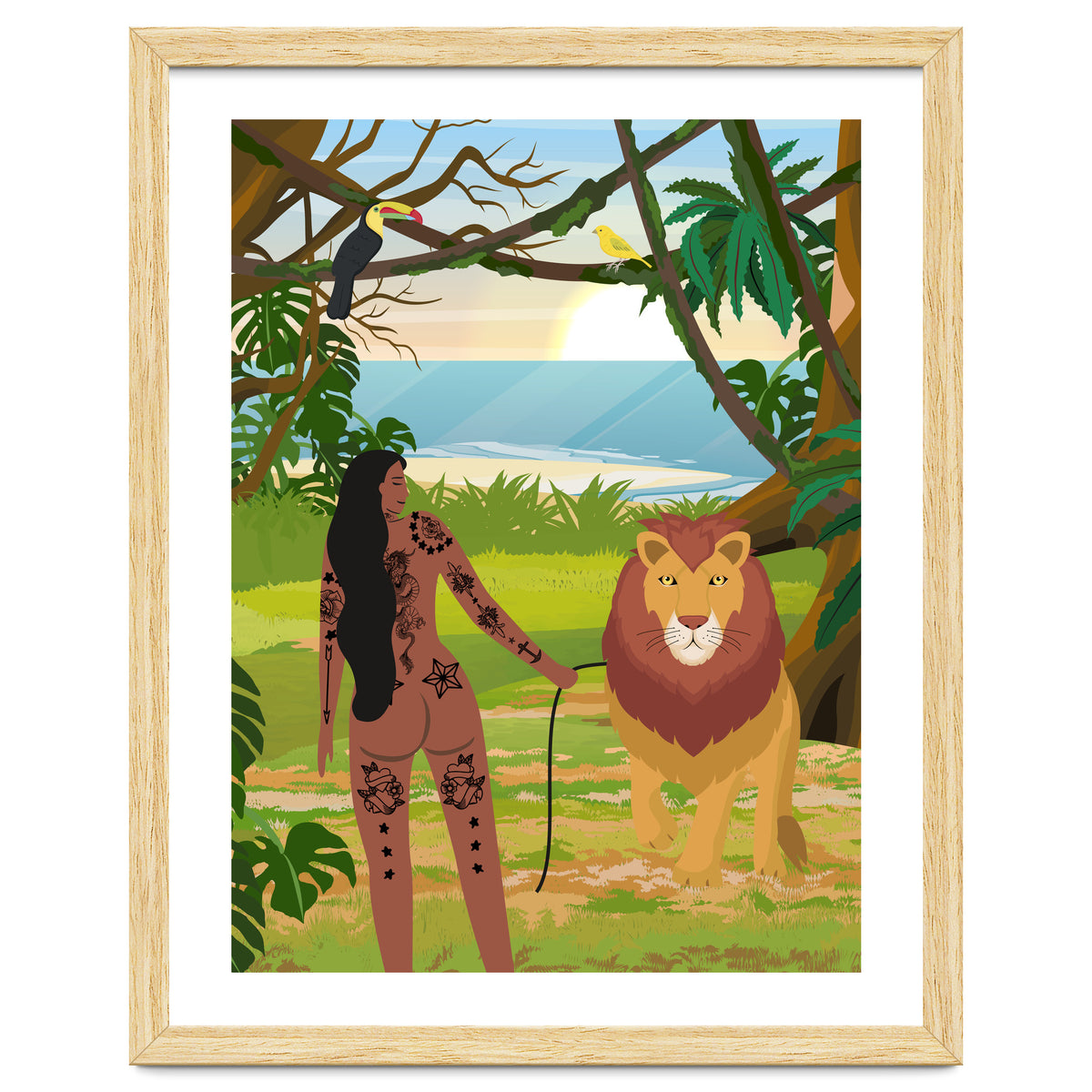 Boho Girl with Lion