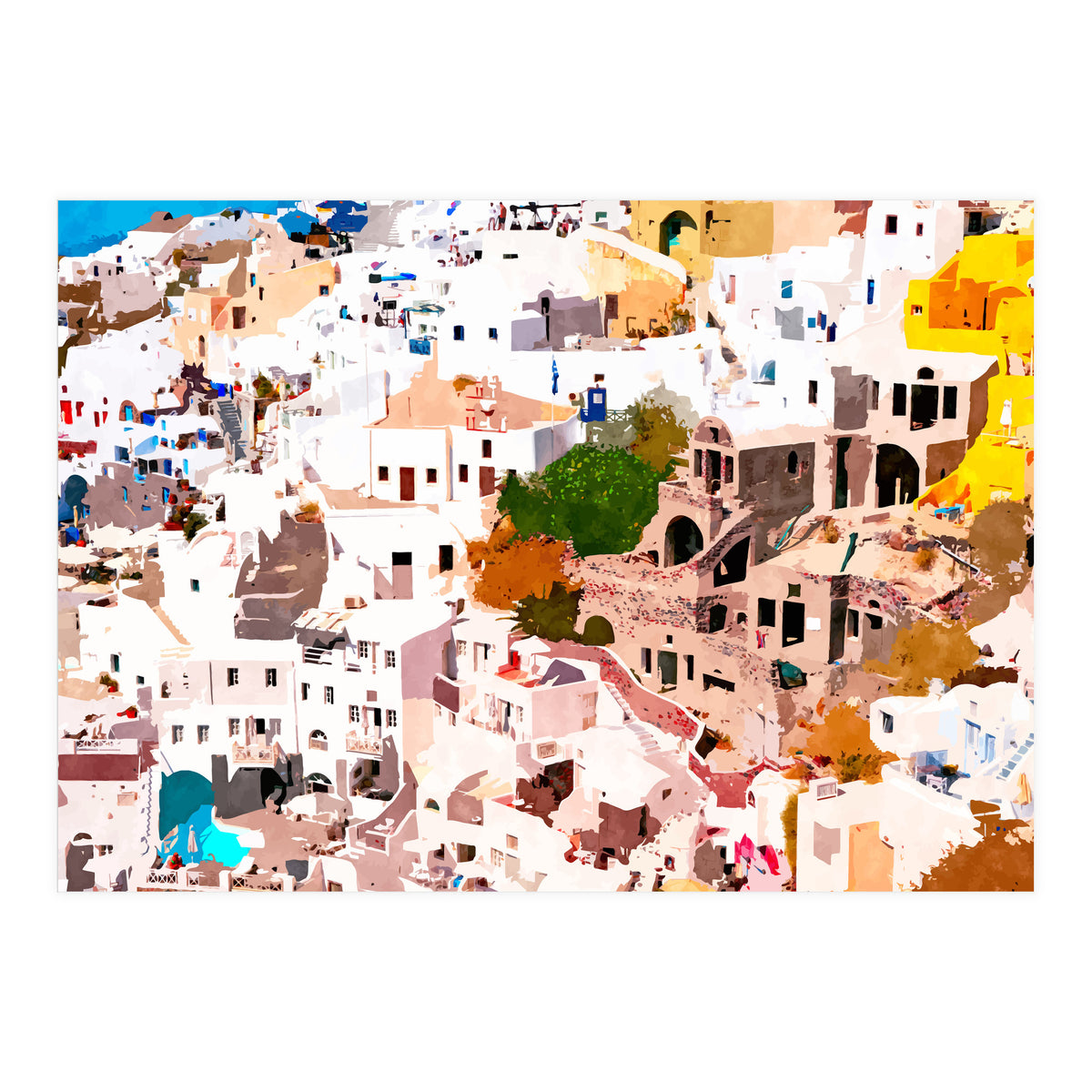Travel Far Enough, You Meet Yourself Illustration, Spain Citiscape Architecture Painting, Buildings (Print Only)