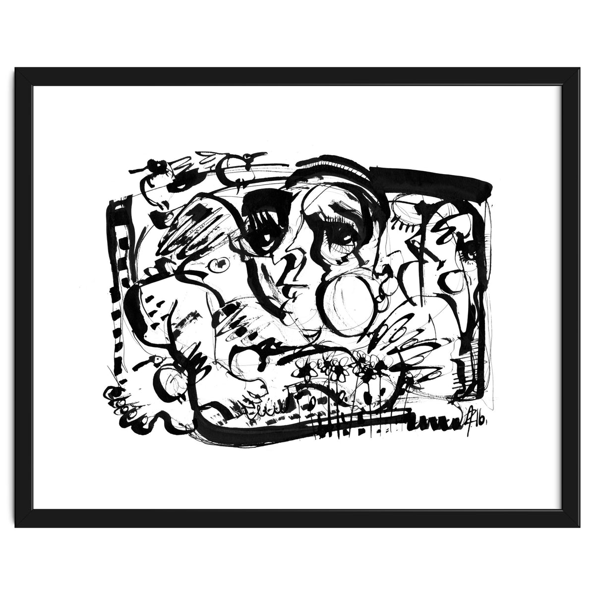 Birds and Flowers - b&w