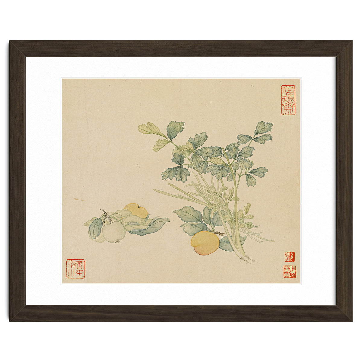 Wang Chengyu~flowers And Vegetables, Vegetables, Fruits, Plums, Apricots, Celery