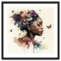 Watercolor Butterfly African Woman #11