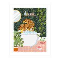 Cheetah in Tropical Bathroom (Print Only)