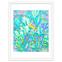 Palm Garden, Tropical Nature Jungle Botanical Painting, Bohemian Intricate Pastel Forest