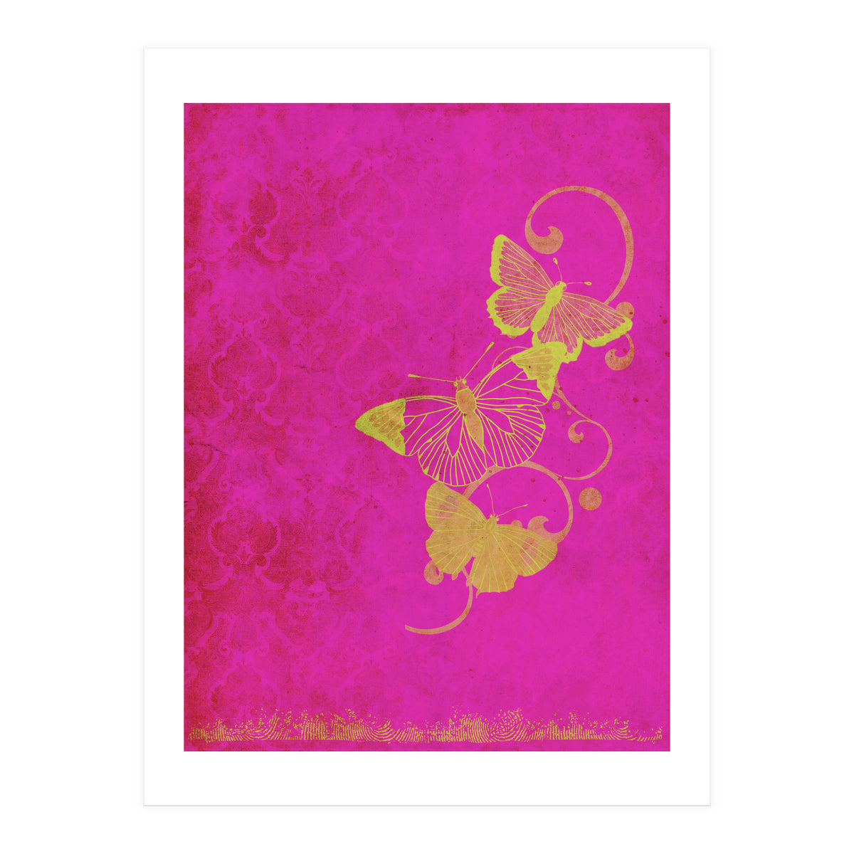 Yellow Butterflies on Pink (Print Only)