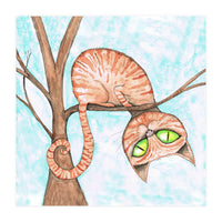 Red cat in a tree (Print Only)