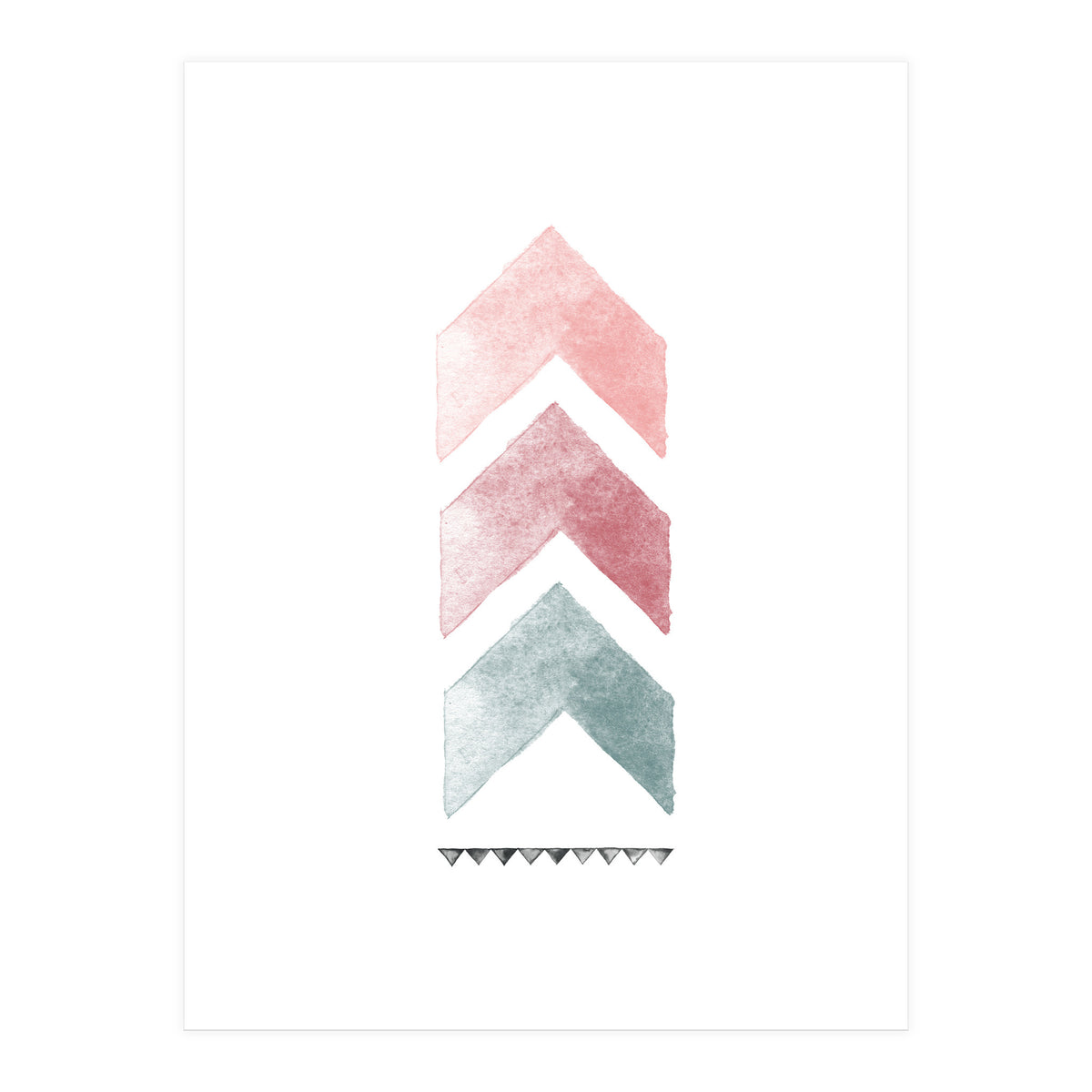 Pink And Blue Watercolor Chevron (Print Only)