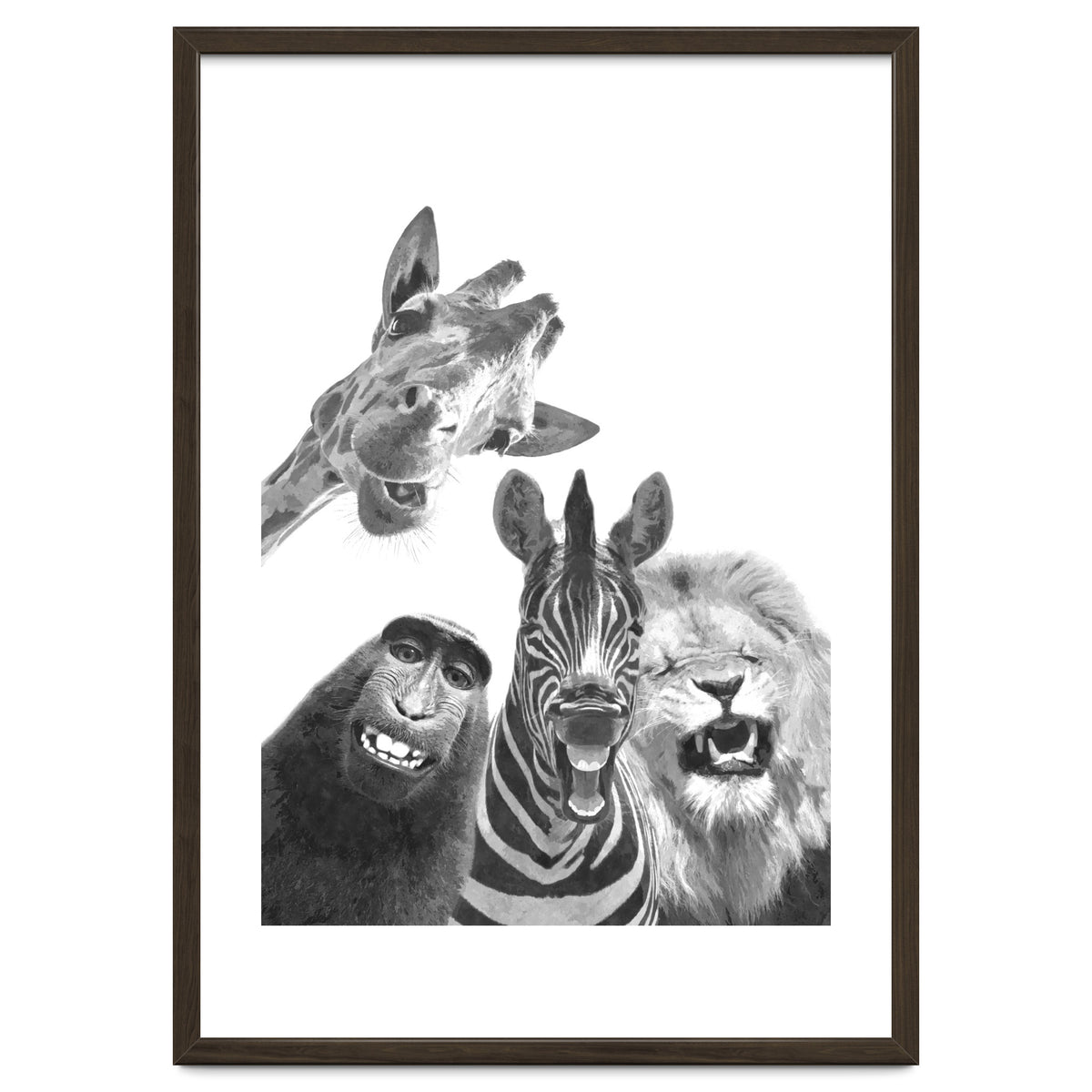 Black and White Jungle Animal Friends